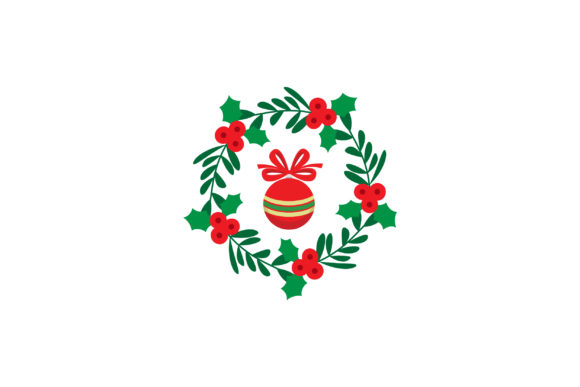 A Christmas Circle Wreath with Lamp for Graphics and Illustrations