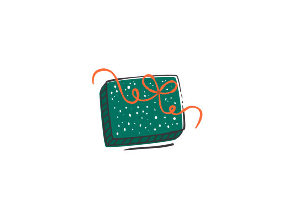 Christmas Illustration Green Present Box Review