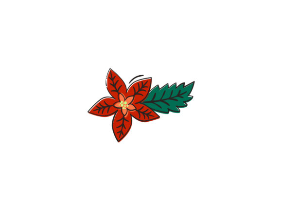 Christmas Illustration Red Flower: A Festive Embroidery Gem