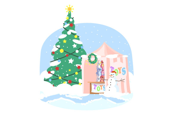 Christmas Kiosk Illustration: A Festive Graphic for Local Brands