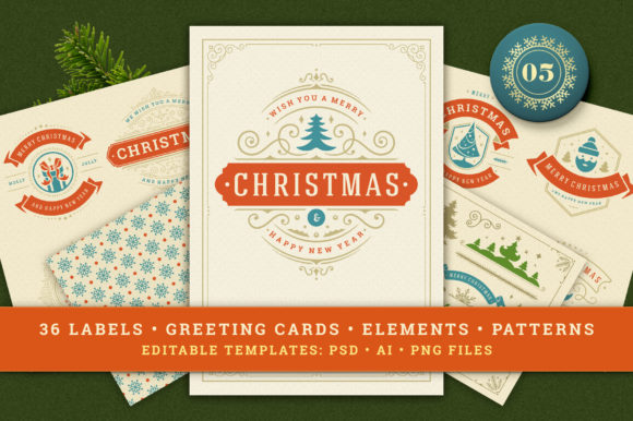 Christmas Retro Design Bundle: Perfect for Festive Branding