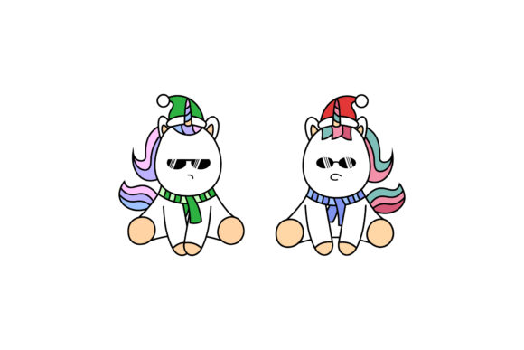 Christmas Unicorns Vectors Kawaii Set: A Festive Graphics Delight