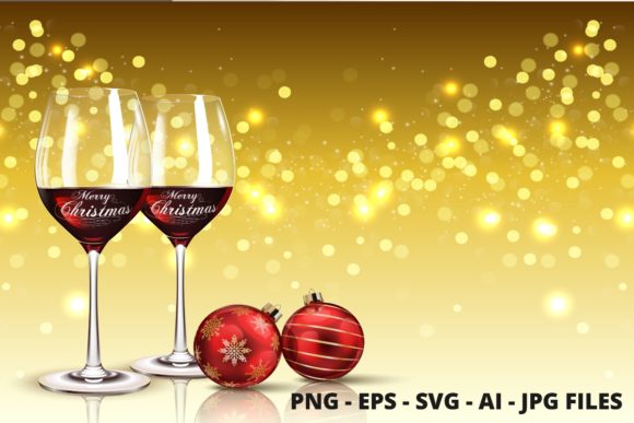 Christmas Wineglass Vector Illustrations for Creative Graphics