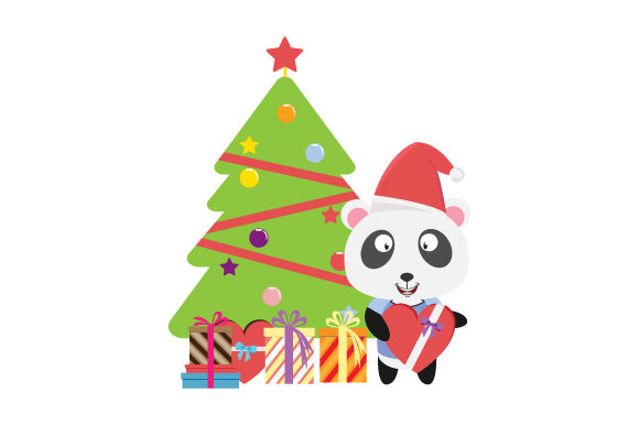 Cute Panda Cartoon on Christmas: A Festive Graphics and Illustrations Delight