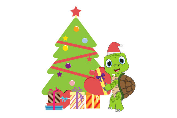 Cute Turtle Cartoon on Christmas: A Festive Graphic for Local Brands